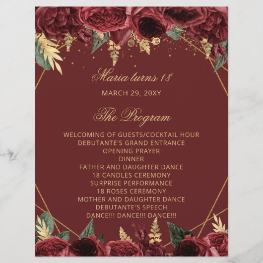 Red Roses 18 Candles and Rozen Ceremony Programma (Voorkant)
