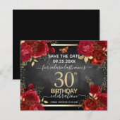 Red Roses 30th Birthday Save the Date Budget (Voorkant / Achterkant)