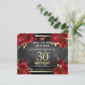 Red Roses 30th Birthday Save the Date Budget (Staand voorkant)