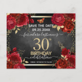 Red Roses 30th Birthday Save the Date Budget (Voorkant)