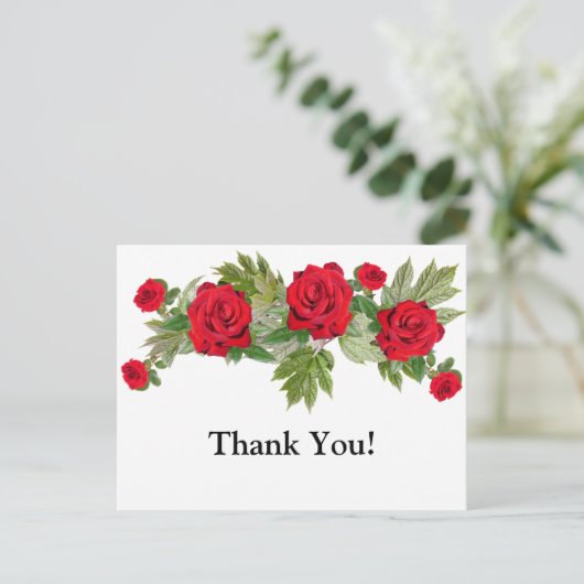 Red Roses 3 Bedankt Afstuderen Briefkaart (Staand voorkant)