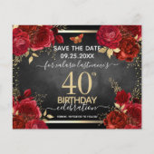 Red Roses 40th Birthday sparen de Date Budget (Voorkant)