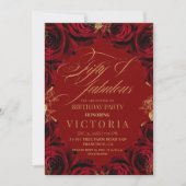 Red Roses 50ste en fantastische verjaardagsfeestje Kaart (Voorkant)