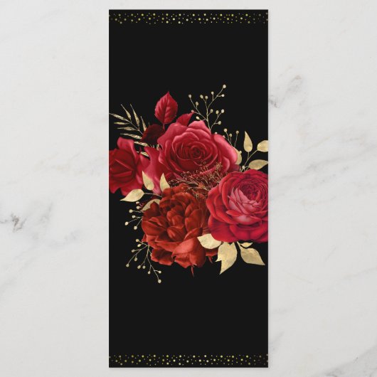 Red Roses 50th Birthday Celebration Menu (Achterkant)