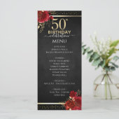 Red Roses 50th Birthday Celebration Menu (Staand voorkant)