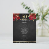 Red Roses 50th Birthday Celebration Menu (Staand voorkant)