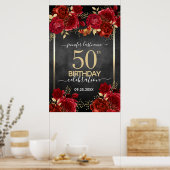 Red roses 50th birthday Large Format  Poster (Keuken)
