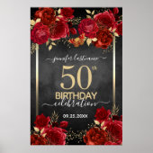 Red roses 50th birthday Large Format  Poster (Voorkant)