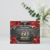 Red Roses 60th Birthday Save the Date Briefkaart (Staand voorkant)