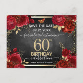 Red Roses 60th Birthday Save the Date Briefkaart (Voorkant)