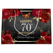 Red Roses 70th Birthday Large Gift Bag Groot Cadeauzakje (Voorkant)