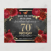 Red Roses 70th Birthday Save the Date Budget (Voorkant)