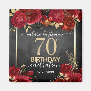 Red Roses 70th Birthday Save the Date Magneet