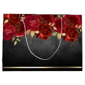 Red Roses 90th Birthday Large Gift Bag Groot Cadeauzakje (Achterkant)