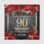 Red Roses 90th Birthday Save the Date Magnet<br><div class="desc">Sparen de Datum Rode rozen en gouden verjaardagsfeestmagneten. Elegant Floral verjaardagsfeest. Eenvoudig aan te passen met sjabloon. Geweldige partijherinnering en vrienden/familiebelang. Elk jaar kan het geboortejaar gemakkelijk worden gewijzigd.</div>