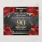 Red Roses 90th Birthday sparen de Date Budget (Voorkant)