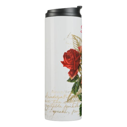 Red Roses aangepaste naam thermisch getumbler Thermosbeker (Gedraaid links)