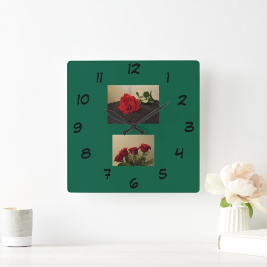 Red Roses Acrylic Wall Clock Vierkante Klok (Huis)