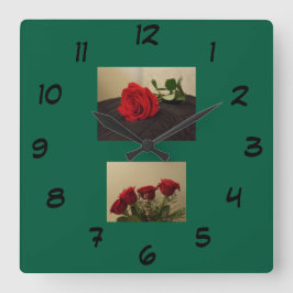 Red Roses Acrylic Wall Clock Vierkante Klok