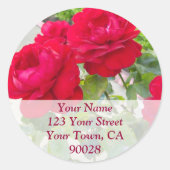 Red Roses Adresetiketten Ronde Sticker (Voorkant)