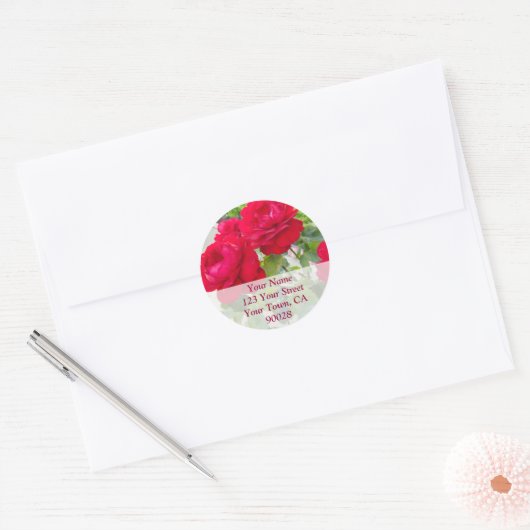 Red Roses Adresetiketten Ronde Sticker (Envelop)