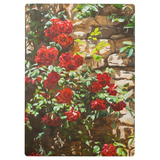 Red Roses Against a Stone Wall Klembord (Achterkant)