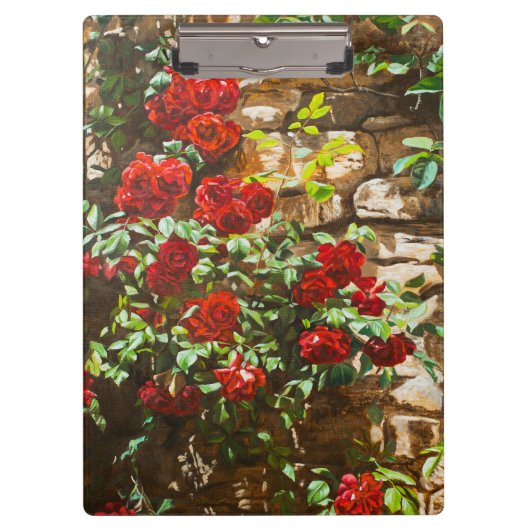 Red Roses Against a Stone Wall Klembord (Voorkant)