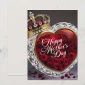 Red Roses and Crown - Happy Moederdag Kaart (Voorkant / Achterkant)
