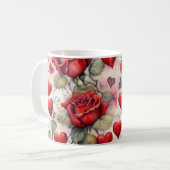 Red Roses and Hearts Valentine Koffiemok (Voorkant links)