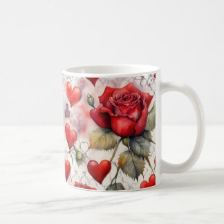 Red Roses and Hearts Valentine Koffiemok