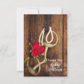 Red Roses and Horse Bit Western Weddenschap Bedank Bedankkaart (Voorkant)