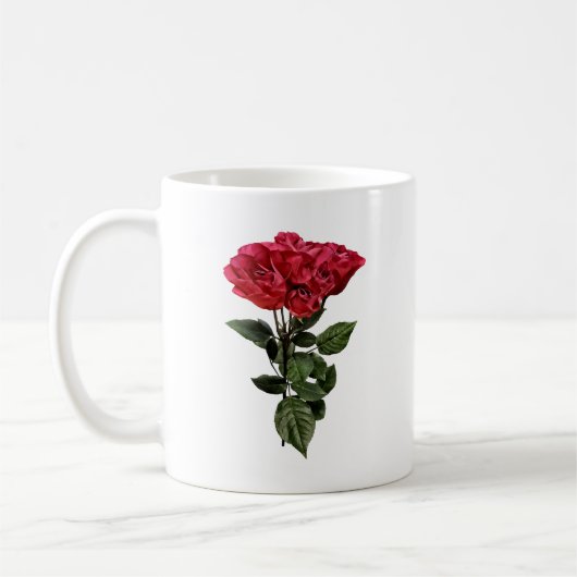 Red Roses and Leaves Koffiemok (Links)
