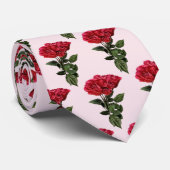 Red Roses and Leaves Stropdas (Opgerold)