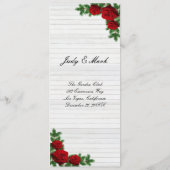 Red Roses And Pine Branch Christmas Wedding Menu (Achterkant)