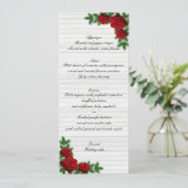 Red Roses And Pine Branch Christmas Wedding Menu (Staand voorkant)