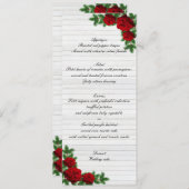 Red Roses And Pine Branch Christmas Wedding Menu (Voorkant / Achterkant)