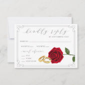 Red Roses and Rings Bloemenbruiloft RSVP Kaart (Voorkant)