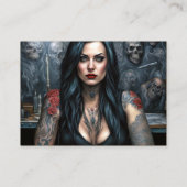 Red Roses and Skulls Vrouw Tattoo Artiest Visitekaartje (Achterkant)