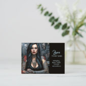 Red Roses and Skulls Vrouw Tattoo Artiest Visitekaartje (Staand voorkant)