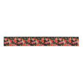 RED  ROSES AND YELLOW BUTTERFLIES Black Floral Grosgrain Lint (Voorkant)