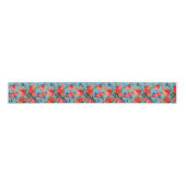 RED ROSES AND YELLOW BUTTERFLIES Blue Floral Grosgrain Lint (Voorkant)