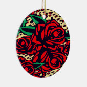 Red Roses Animal Print Safari Ornament (Rechts)