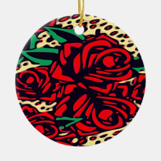 Red Roses Animal Print Safari Ornament (Voorkant)