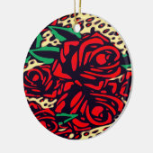 Red Roses Animal Print Safari Ornament (Links)