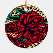 Red Roses Animal Print Safari Ornament (Achterkant)