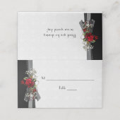 Red Roses Baby's Breath Black Ribbons Place Cards Plaatskaartje (Buitenkant ongevouwen)