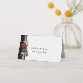 Red Roses Baby's Breath Black Ribbons Place Cards Plaatskaartje (Achterkant)