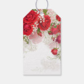 Red Roses & Babys Breath Elegant Floral Wedding  Cadeaulabel (Achterkant)