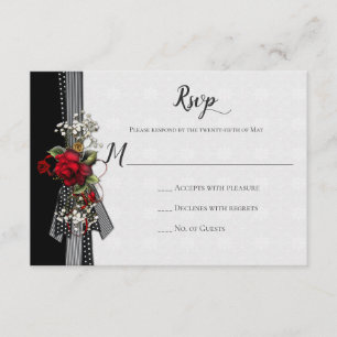 Red Roses Baby's Breath Ribbons Kalligrafie RSVP