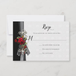 Red Roses Baby's Breath Ribbons Kalligrafie RSVP